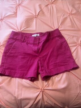 LOFT Fuchsia Casual Cotton Blend Bermuda Shorts